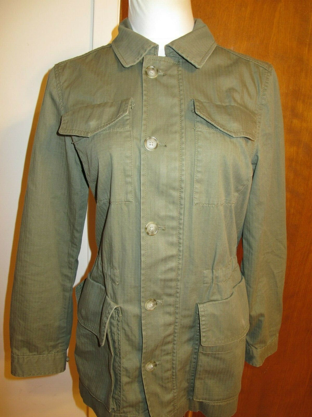 J.CREW Women’s Spring Weather Olive Green Button Down Cotton Jacket Blazer Small