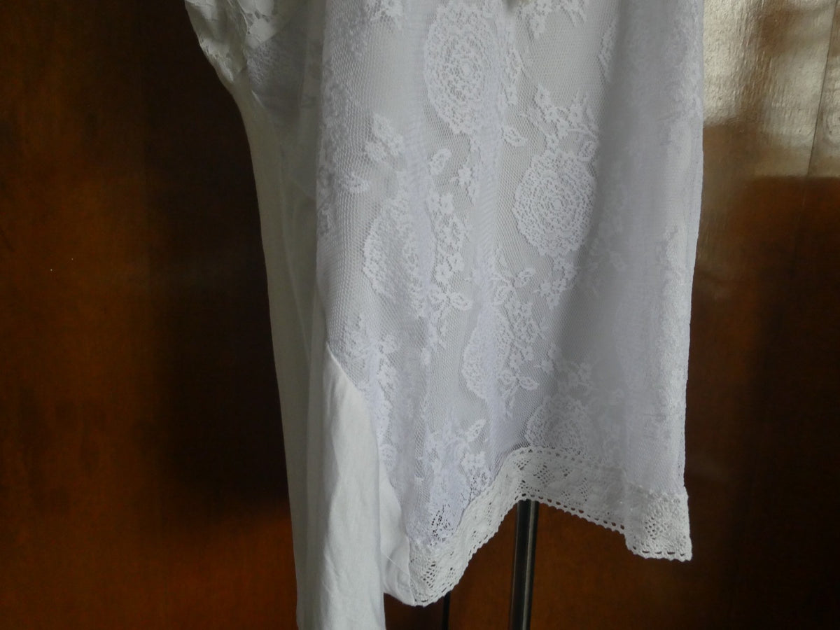 ONE Word women's white fabric craft embroidered lined blouse XLarge