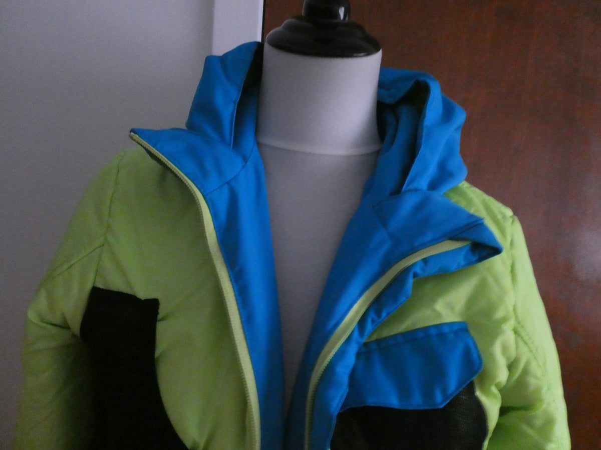 Spyder Kids Sz 16 Ski Jacket Blue Gray Green Hooded 3M Thinsulate Insulated Coat