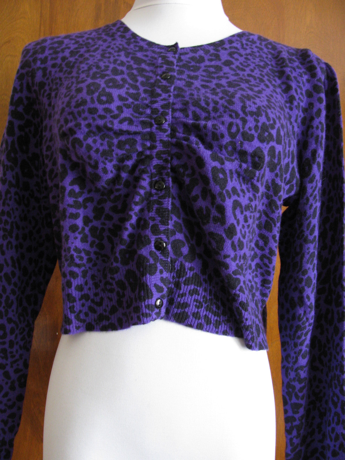 Aqua women's purple black leo print cashmere cardigans Size Small, Medium