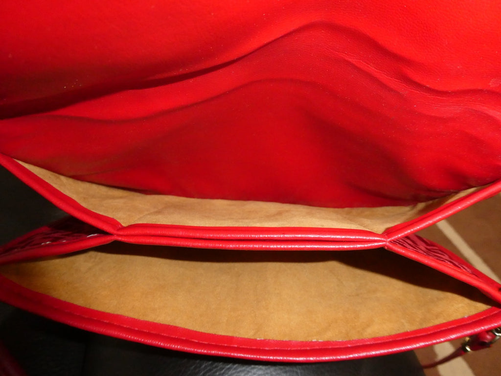 Vintage Red Italian Crossbody Shoulder Bag Geometric Pattern Small Made in Italy