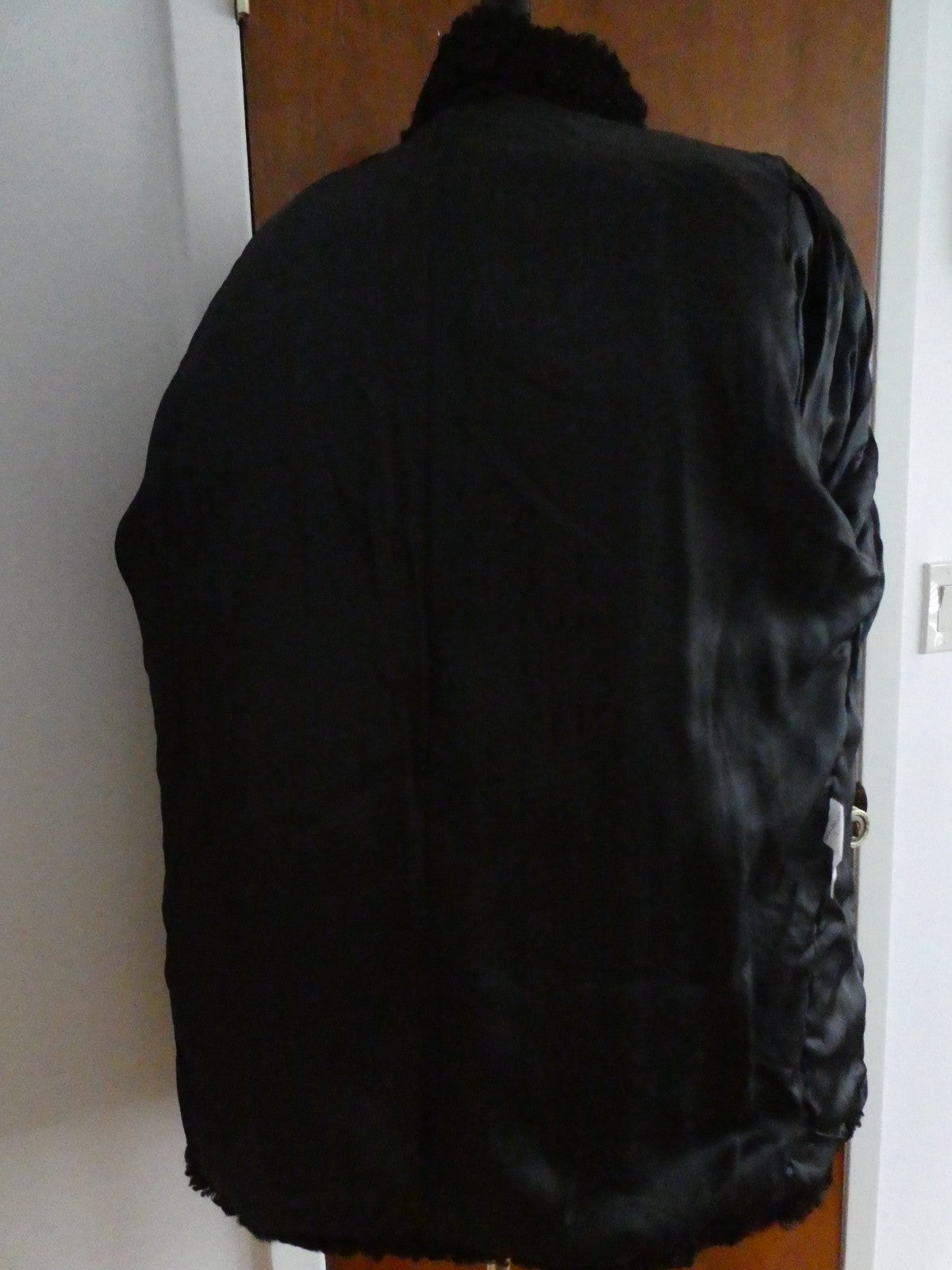 Genuine Fur Karakul Women’s Black Persian Lamb Coat Size Large Made in Moldova