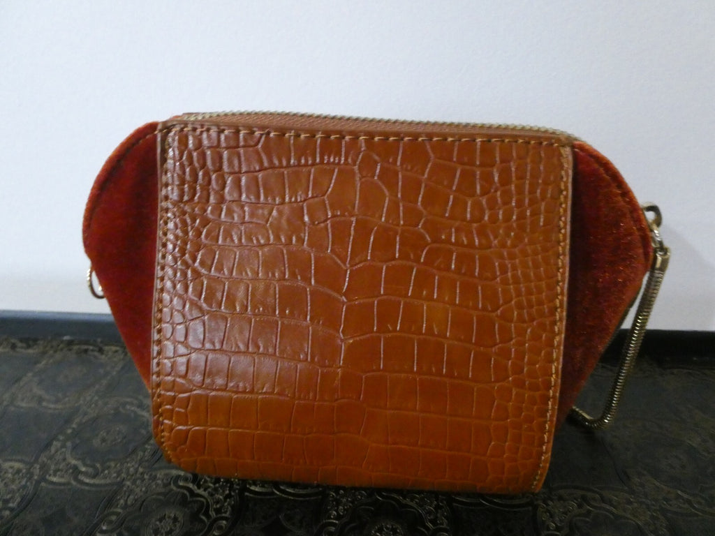 Street Level Orange/Brown Small Crossbody Tote Purse