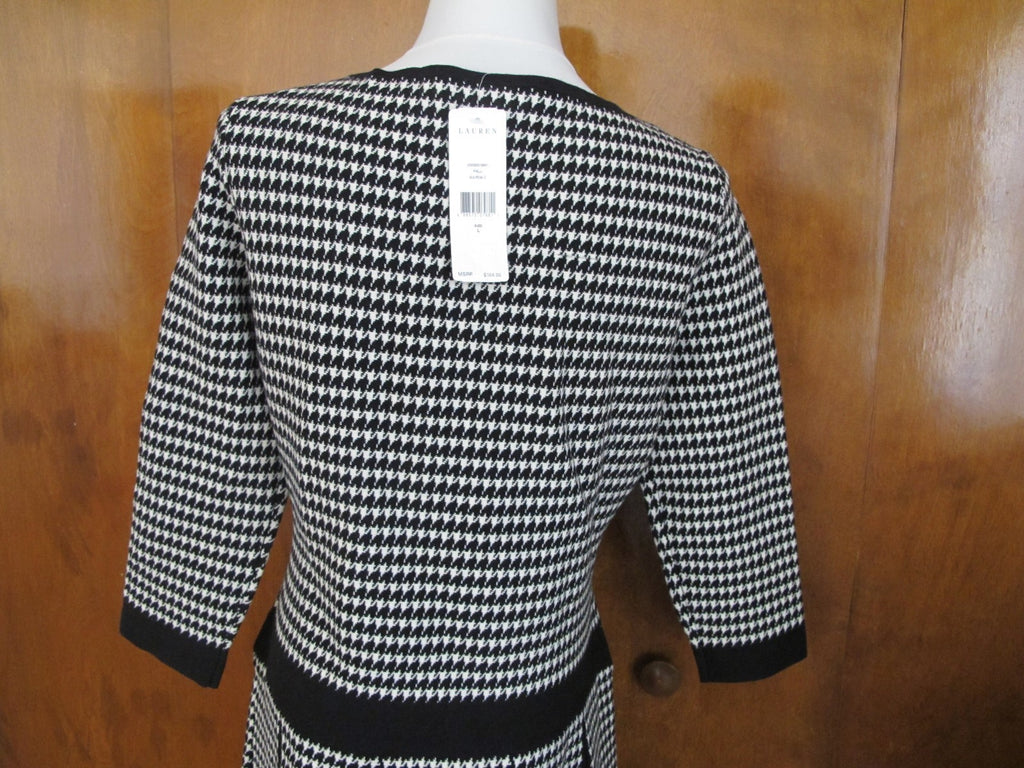 Lauren Ralph Lauren women’s black white fit and flare NWT dress size Large