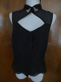 Rachel Roy black lined decorated embellished evening blouse sz 12 (fits size 10)