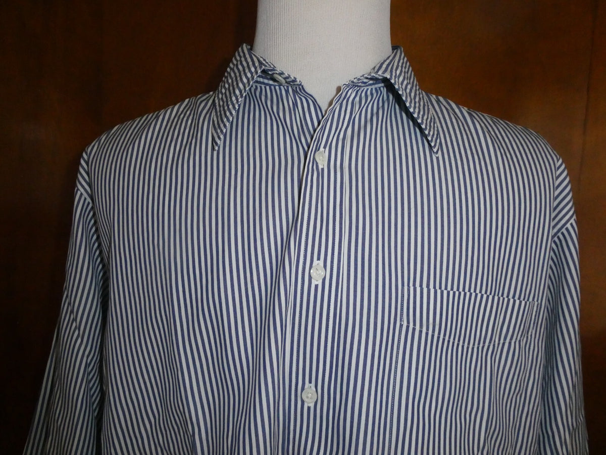 J. Crew Blue Striped Men's Long Sleeve Button-up Cotton Shirt Size 17-34