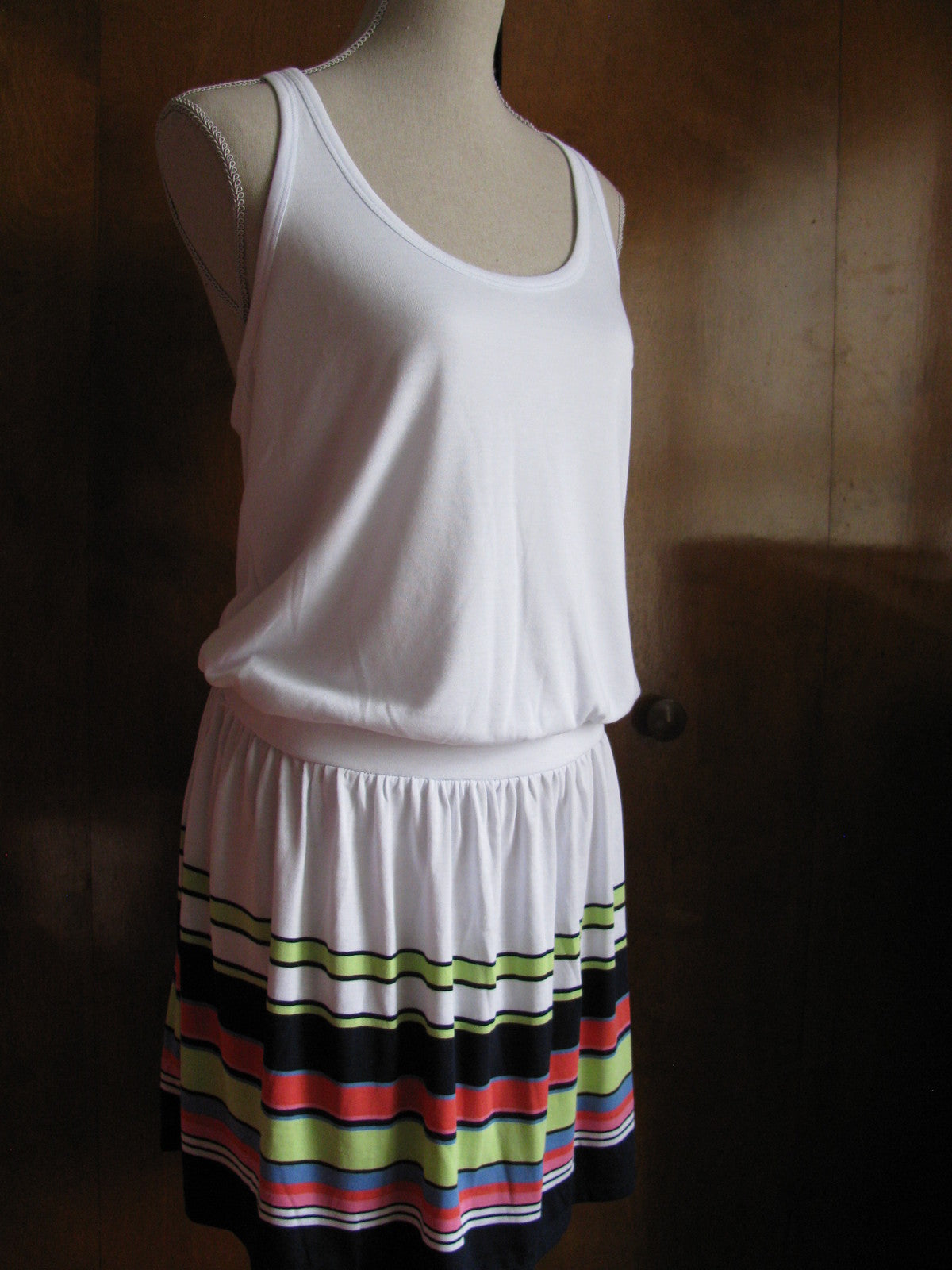 Juicy Couture LA women's white stripe tennis pleated dress 