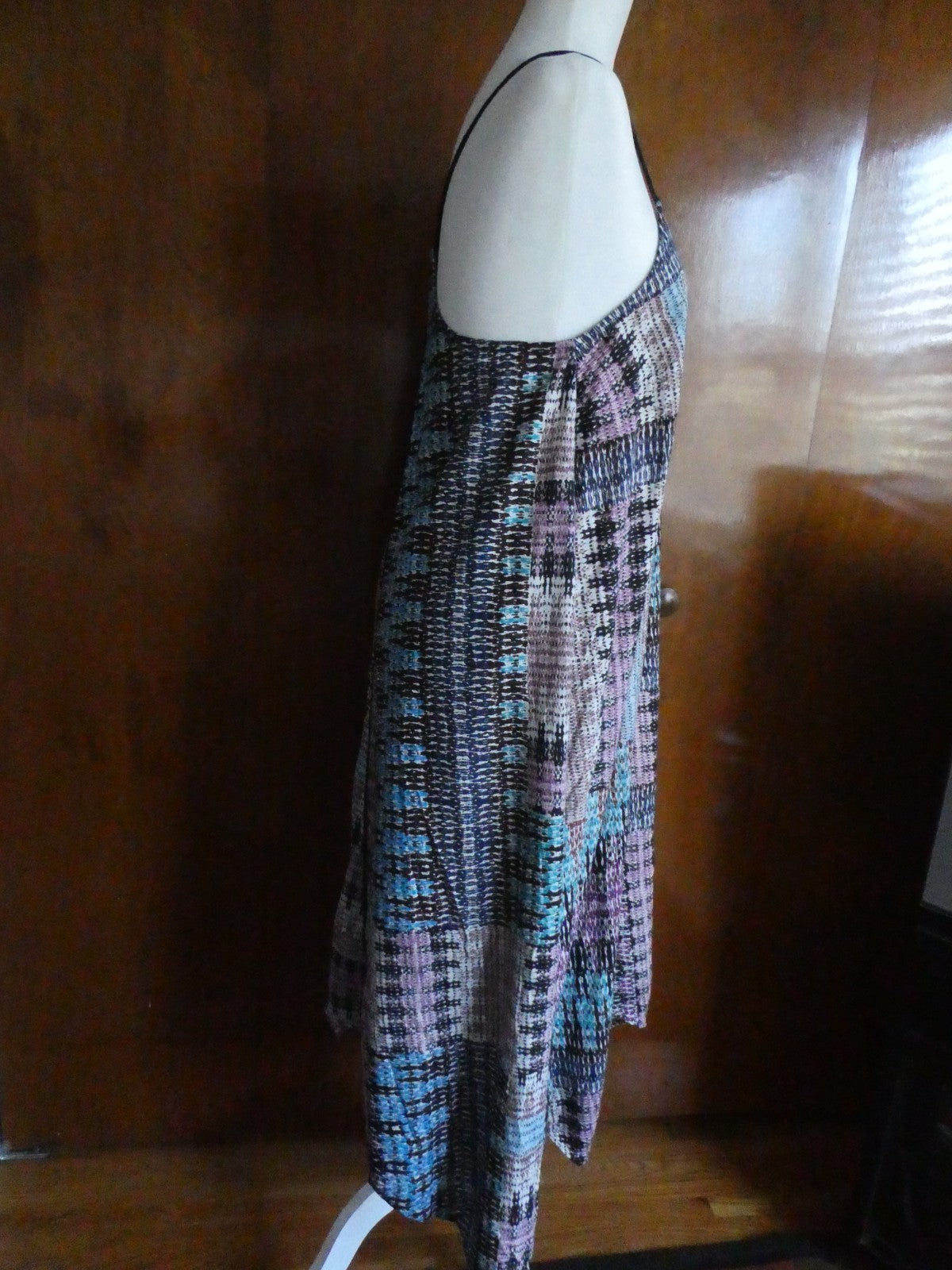Anthropologie Akemi + Kin Dress Multicolor Printed Midi Swing Spaghetti Strap
