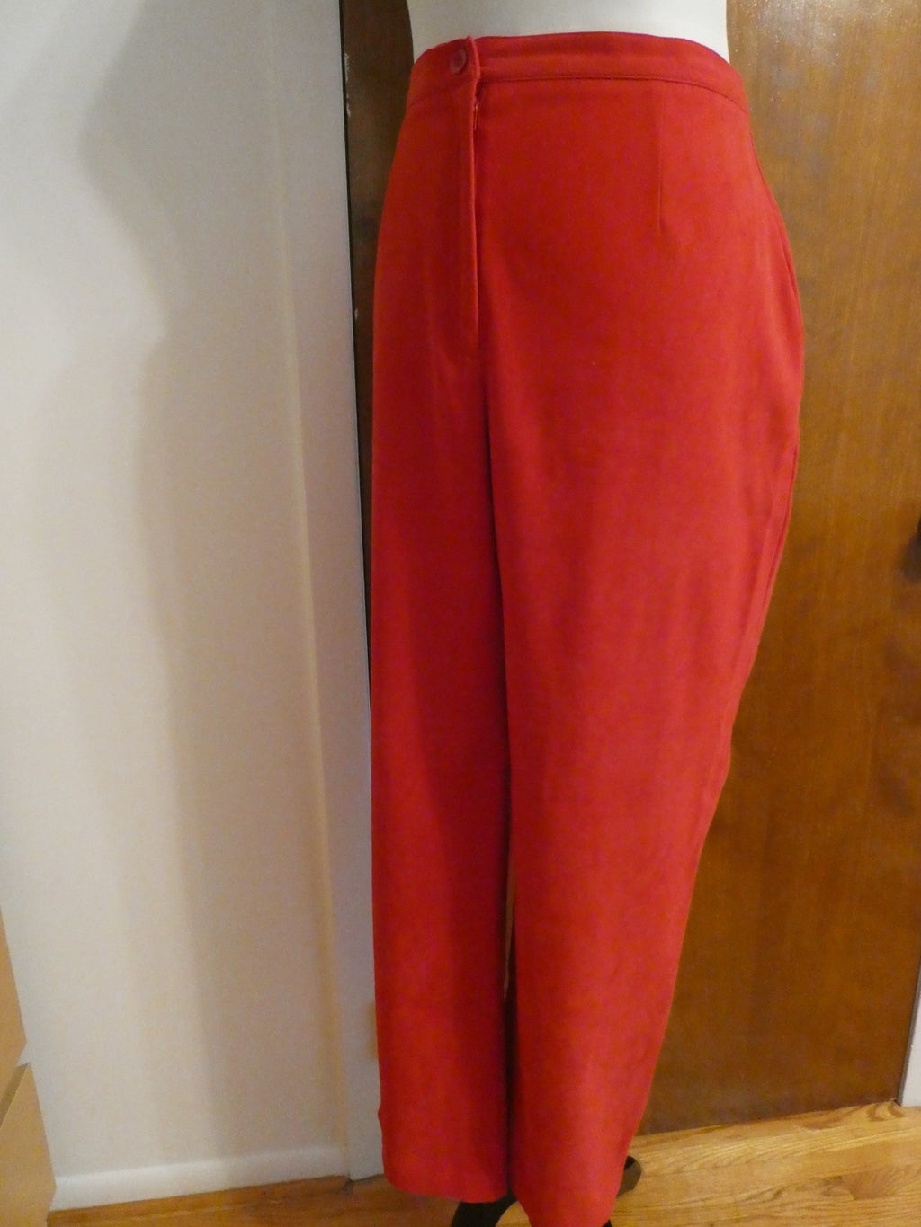 JM Collection Women's Pants Red Pull-On Elastic Back Waist Straight Leg Size 12