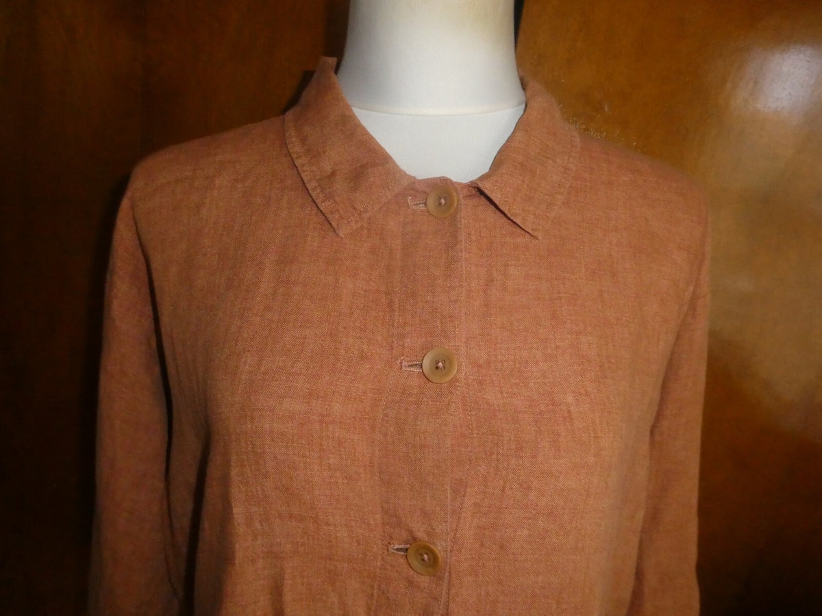 Eileen Fisher Women’s 100% Organic Linen Blazer Jacket Brown P/L