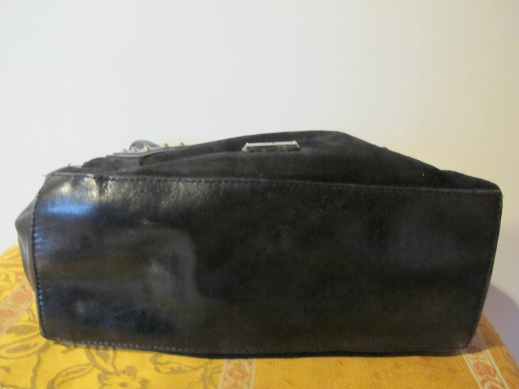 Extra Large Women's Black Cowl Leather Purse Shoulder Bag From Argentina