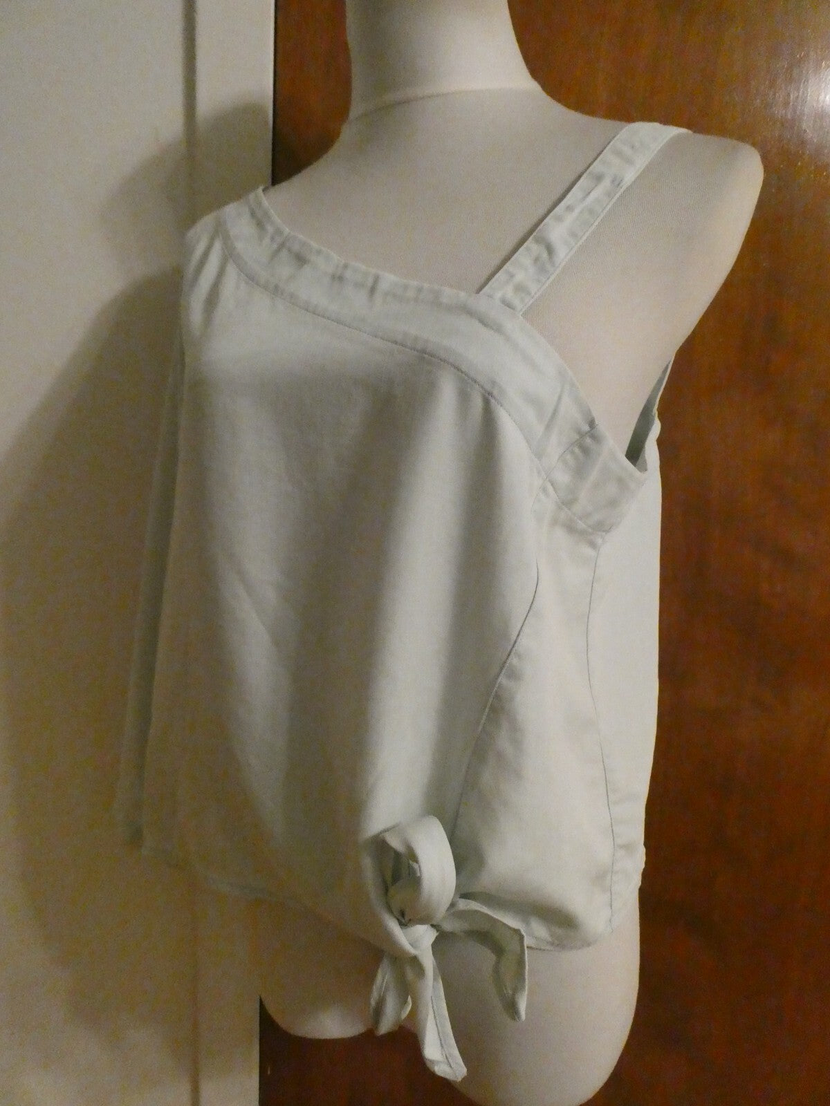 Anthropologie Holding Horses Maddie Blue Chambray One Shoulder Top Large $88