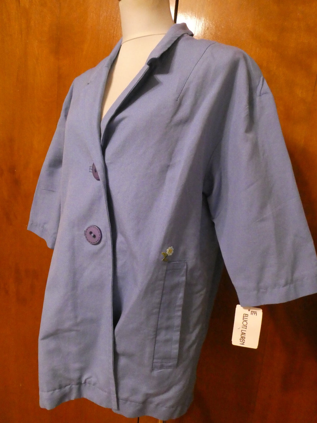 Elliott Lauren Women's Blue Linen Long Blazer Jacket Size 14