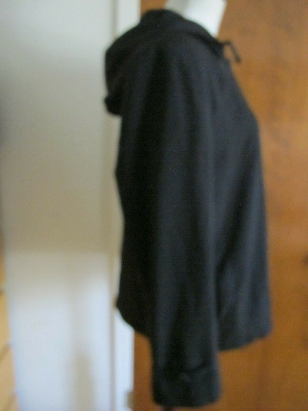Larry Levine Juniors Black Lined Spring Hooded Coat Jacket Large