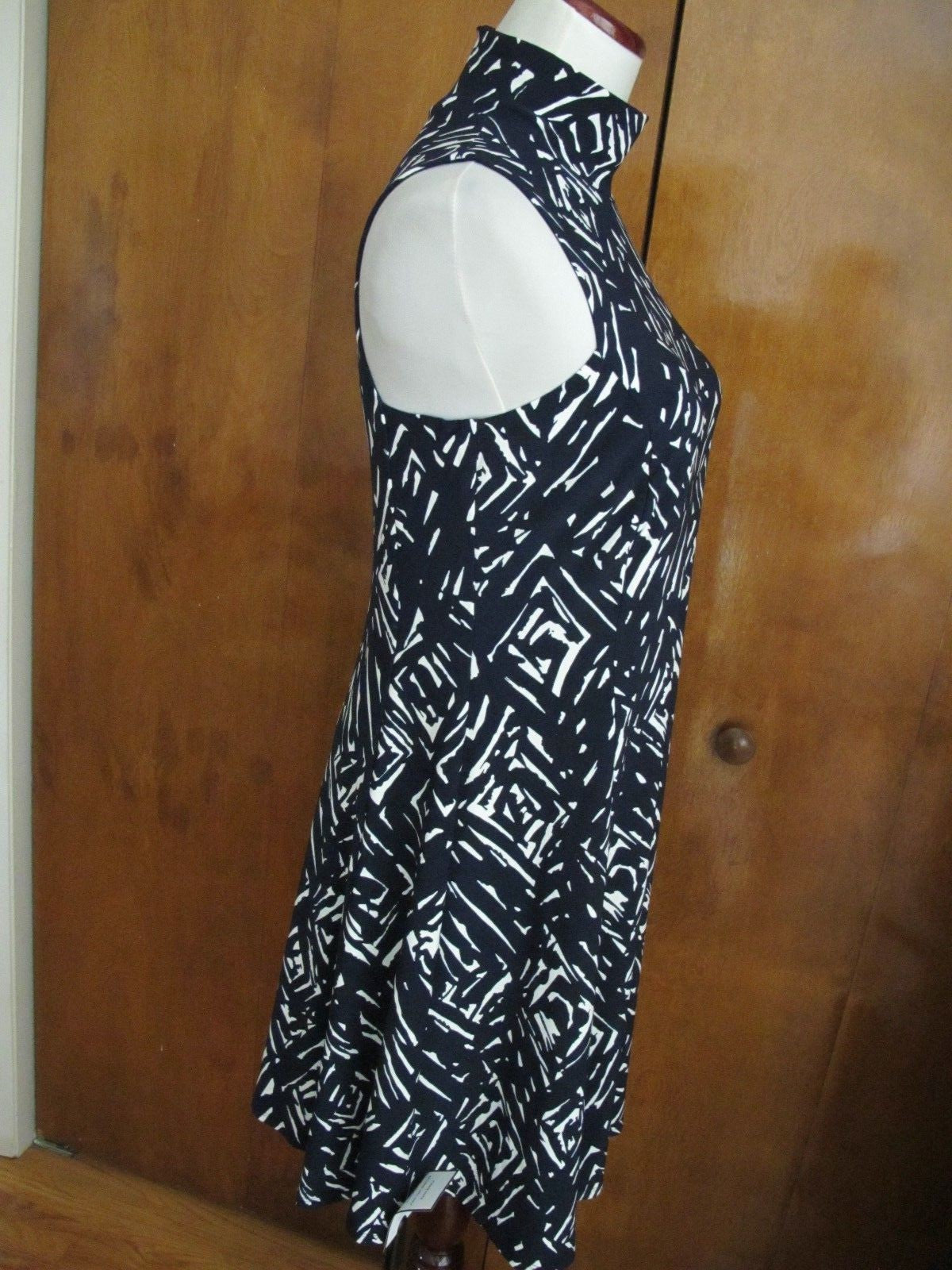 Ralph Lauren women's navy white lined A-line dress New