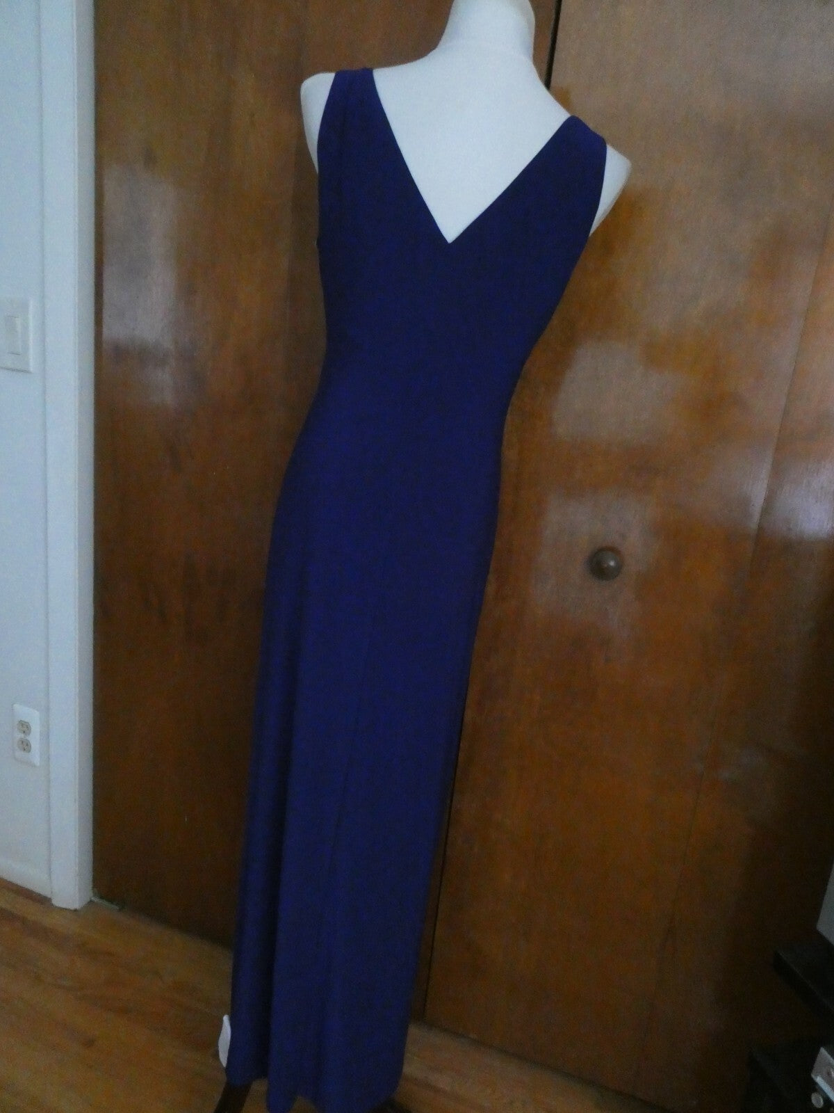 Ralph Lauren women’s maxi blue lined dress 12P 