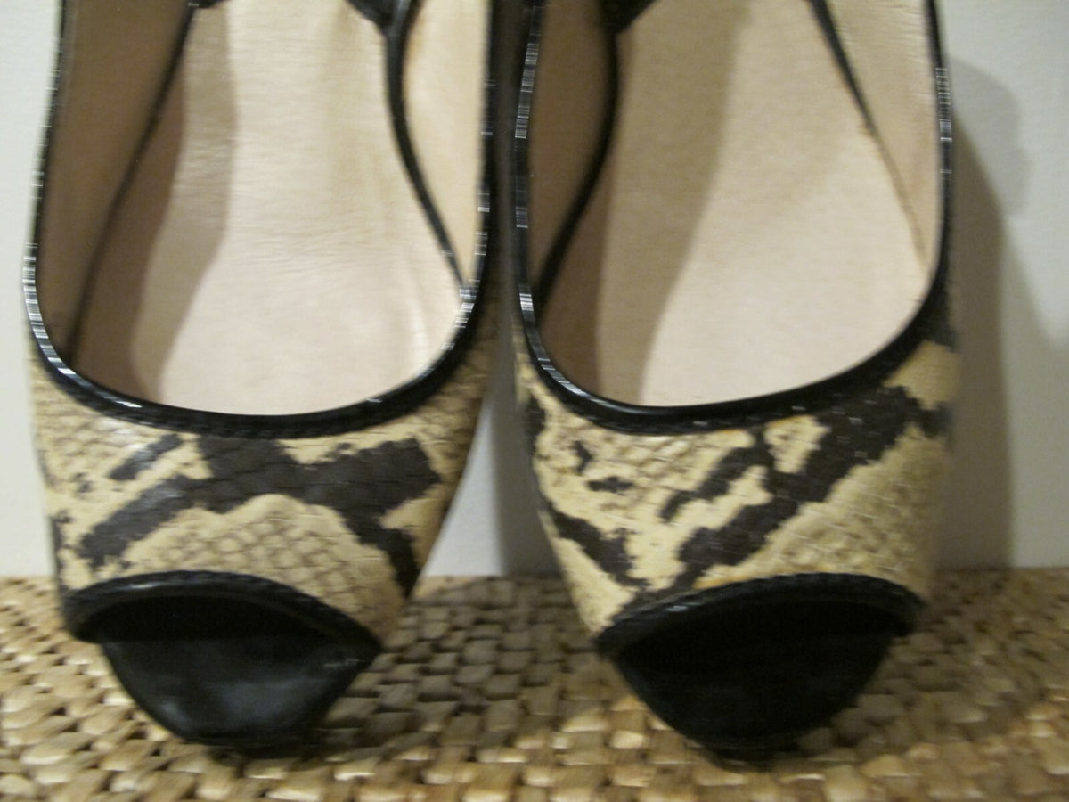 Michael Kors Black Ankle Strappy Wedge Heels Shoes Sandals Peep Toe Women's 10 M