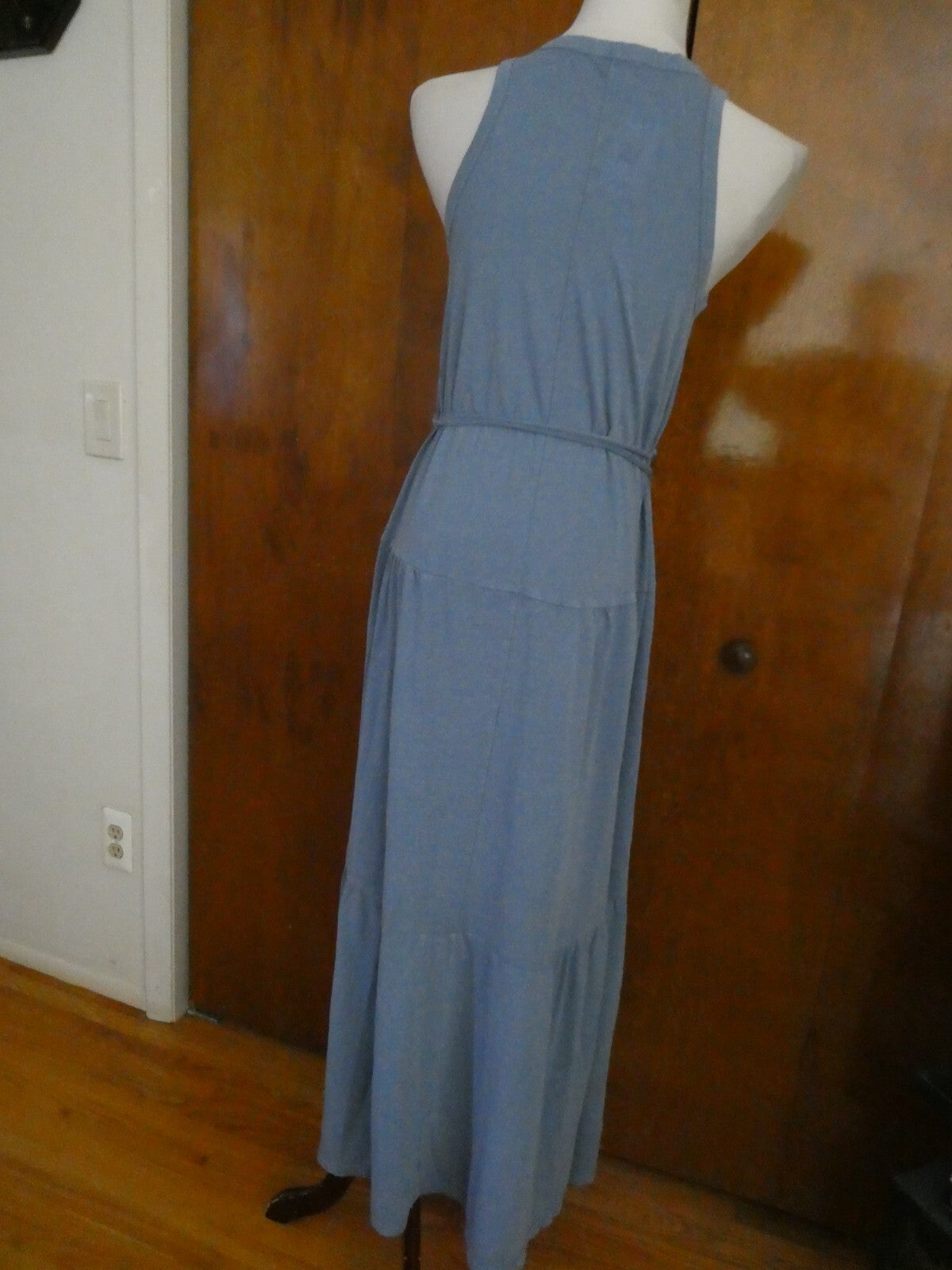Gap Women's Gray Summer Cotton Blend Sleeveless Long Dress New