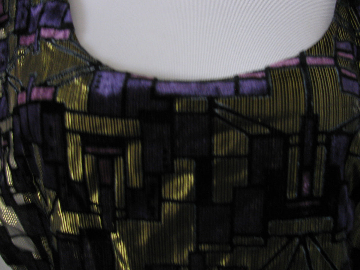 Guess women's royal amethyst multi velour evening sleeveless dress size 10 