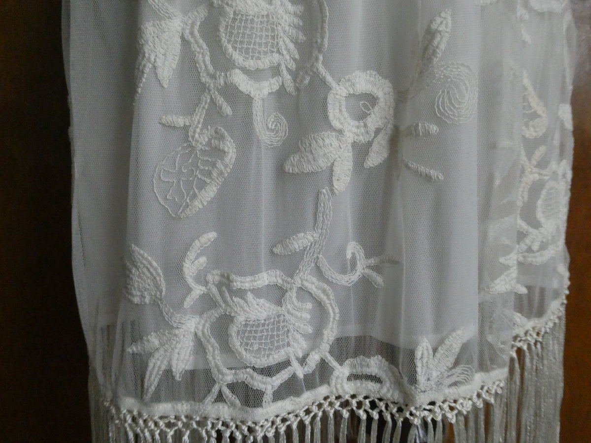 Denim & Supply Ralph Lauren Women Ivory Lace Boho Fringe Short Lined Skirt Large
