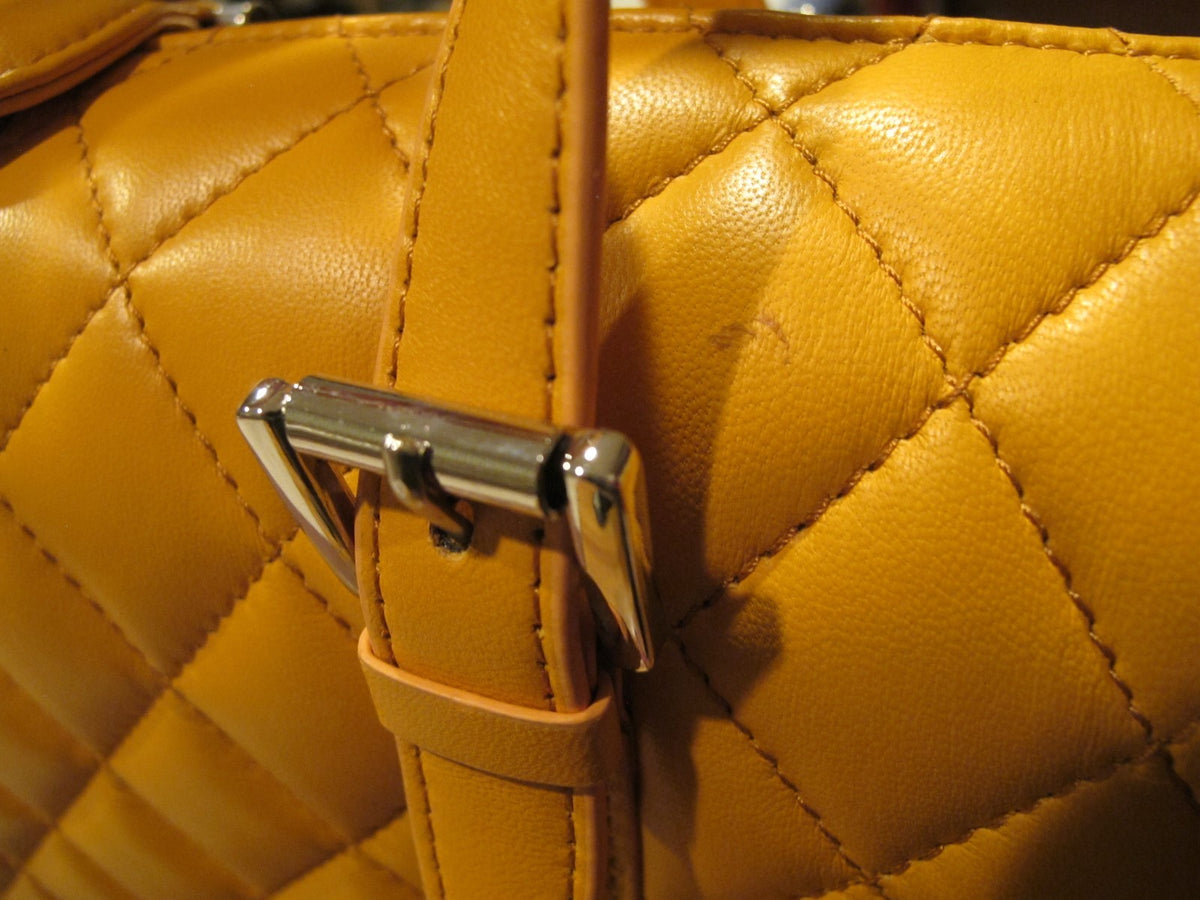 Juliana Collezione women's quilted leather mustard bag 