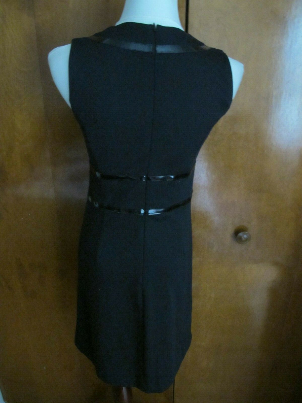 Michael Kors Black Faux-Leather Trim Lined Dress Size 2