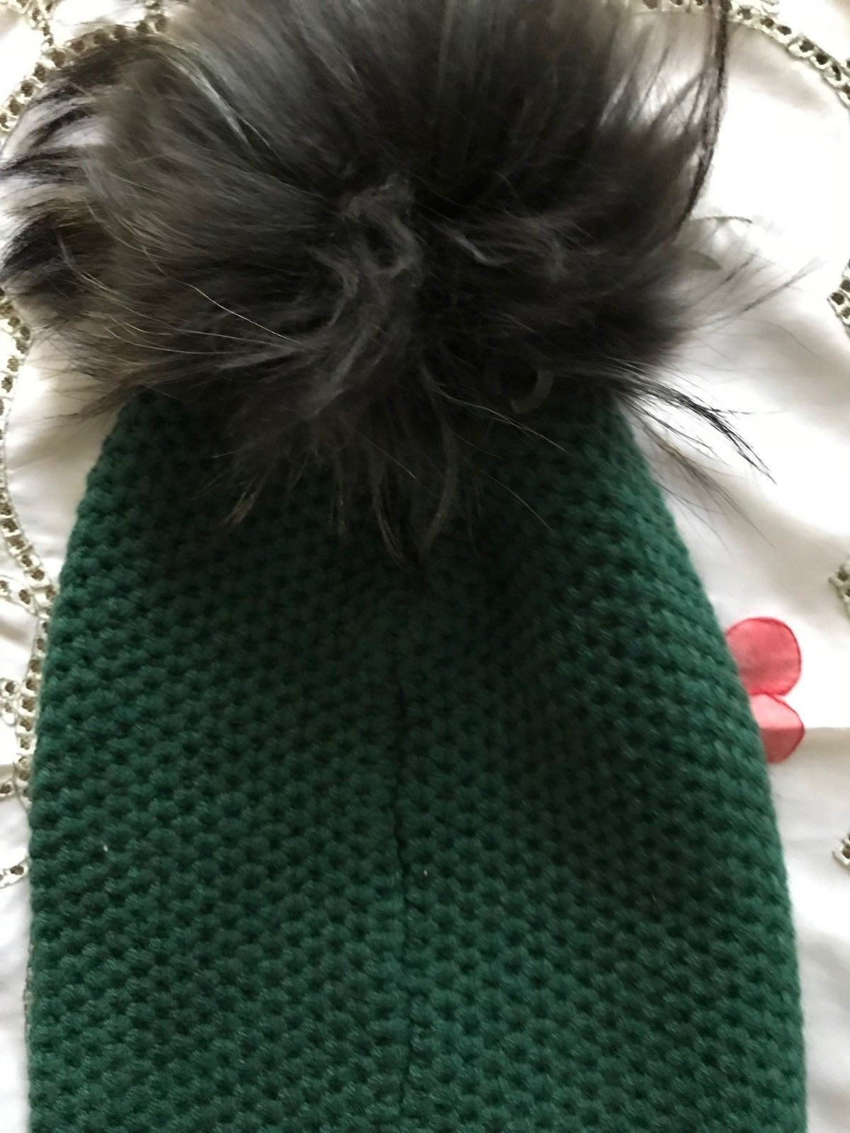 Bloomingdale Raffaello Bettini Green Cashmere Women Real Fox Fur Dyed Pom Hat