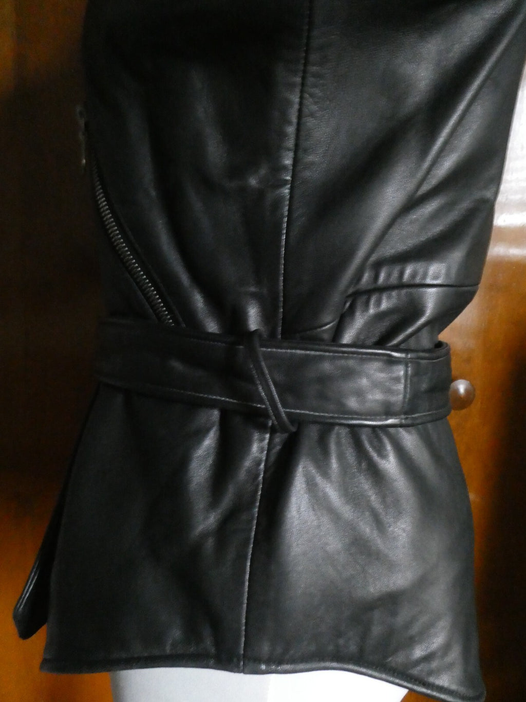 John Michael Designer Black 100% Soft Leather Woman's Vest Size XS