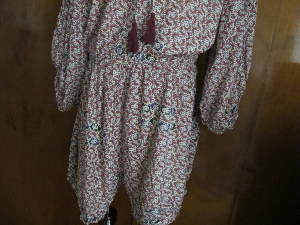 Anthropologie Holding Horses Wine/Blue Lined Tie Romper Jumpsuit XLarge