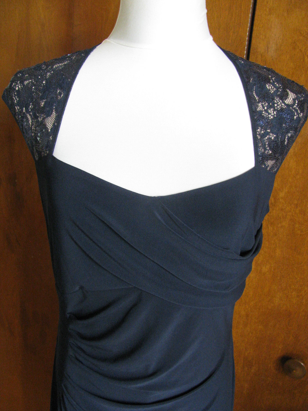 Ralph Lauren women's gown navy sequined mesh bodice NWT evening dress size 14P 
