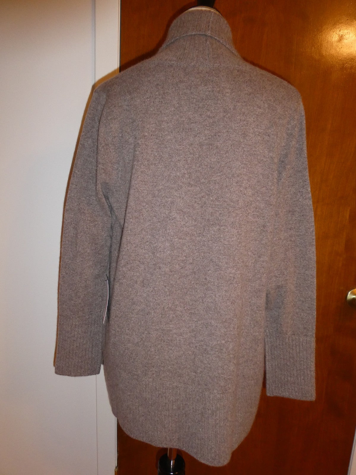 C by Bloomingdale's Women 100% Cashmere H. Rye Sesame Open Front Cardigan Large