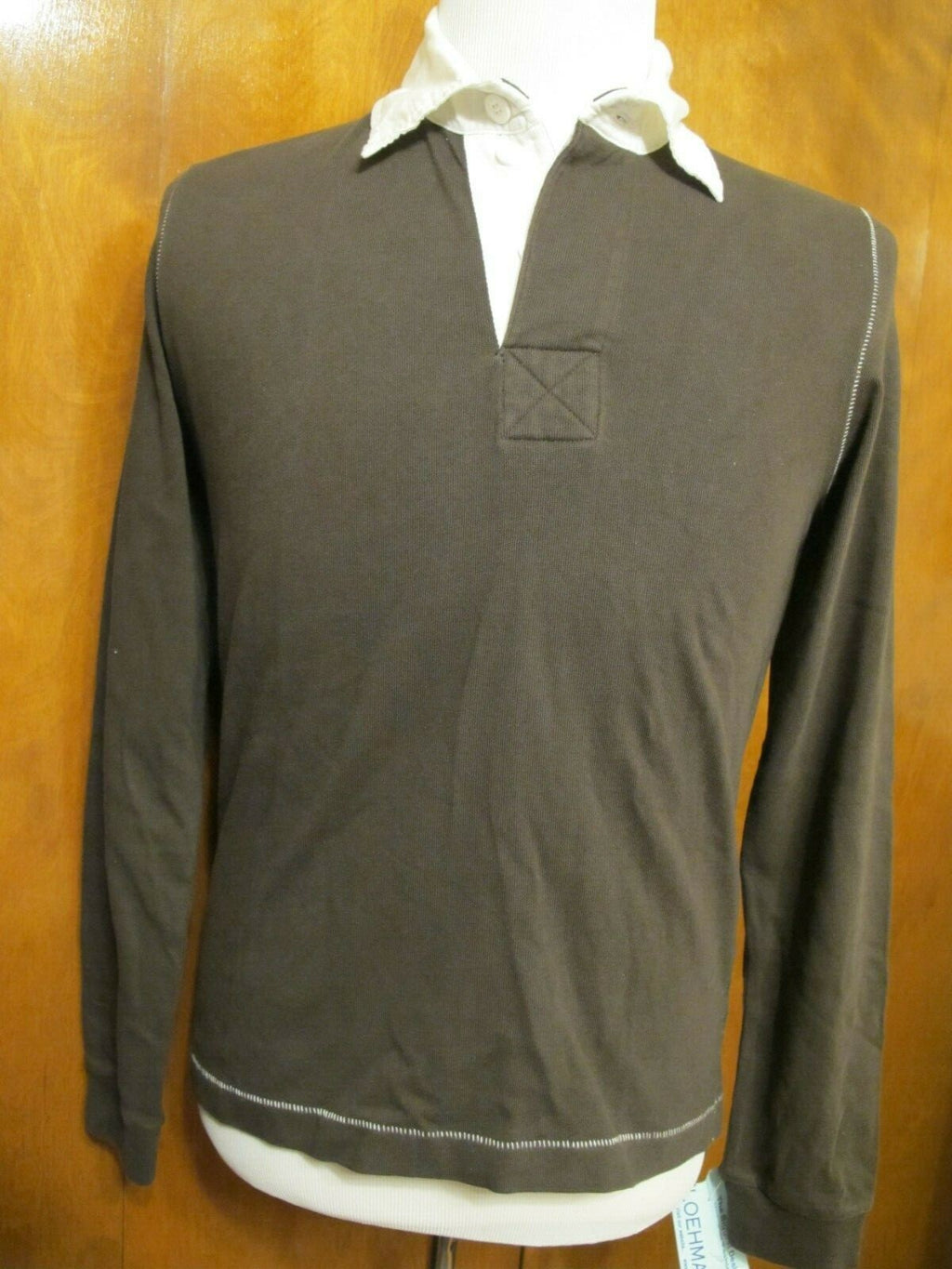 Alternative men's cotton collared brown sweater size small