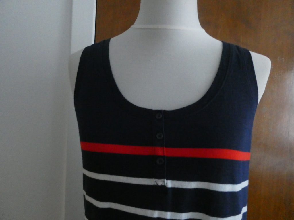 Gap Women’s Navy-Blue Striped Tank Top Red Stripe Sleeveless Cotton Large NWT