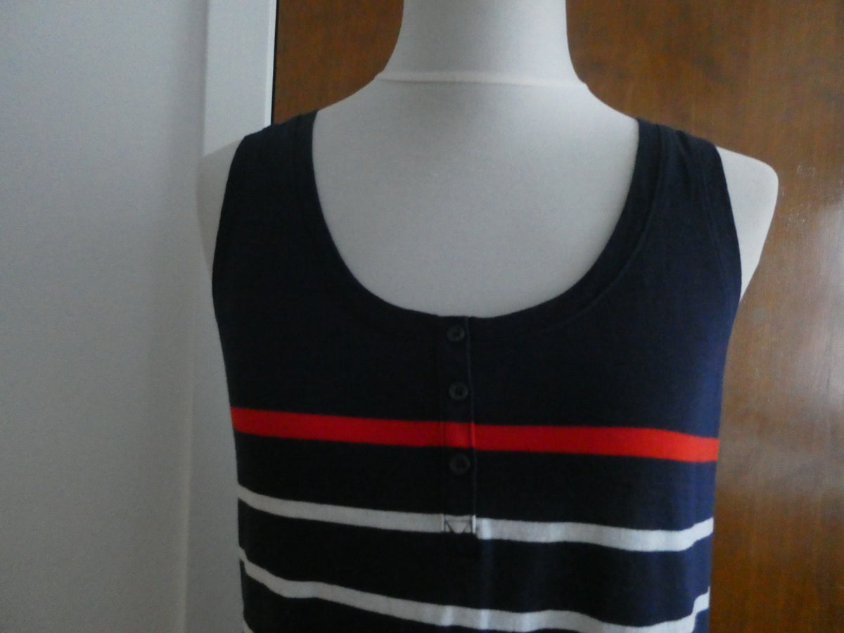 Gap Women’s Navy-Blue Striped Tank Top Red Stripe Sleeveless Cotton Large NWT