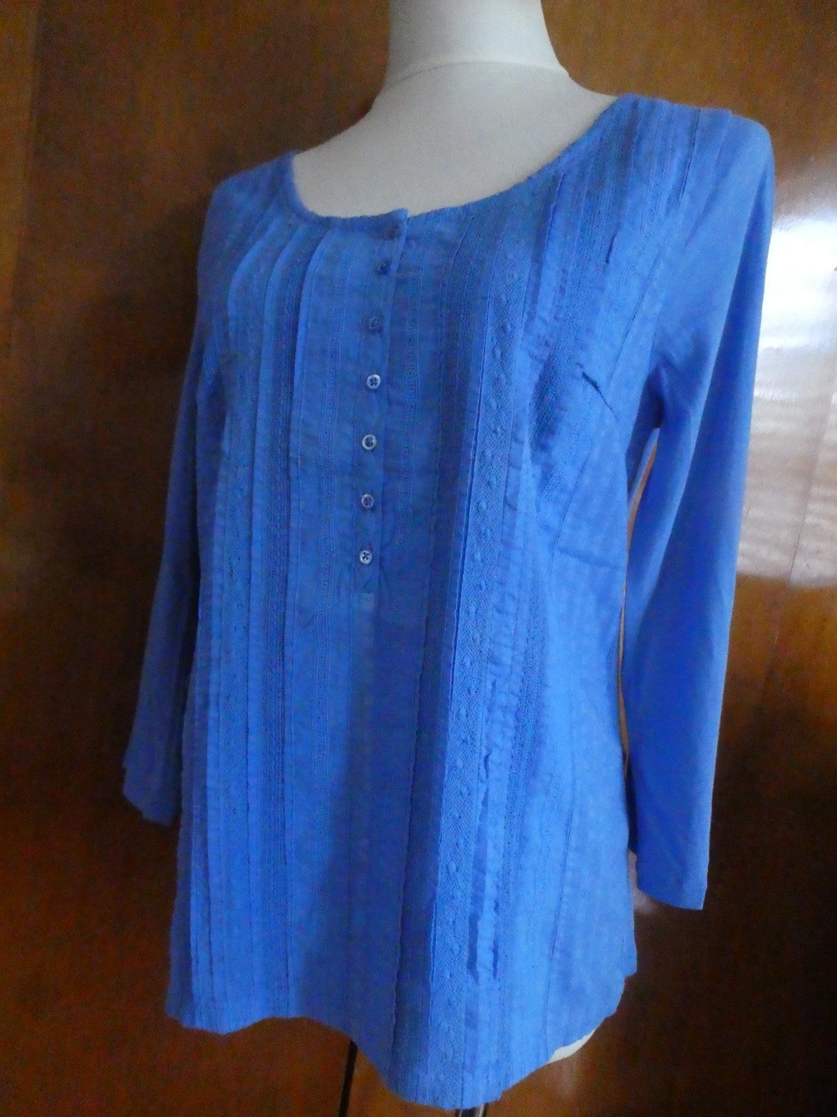 J.CREW  women's blue crewneck soft cotton 3/4 sleeves top Large