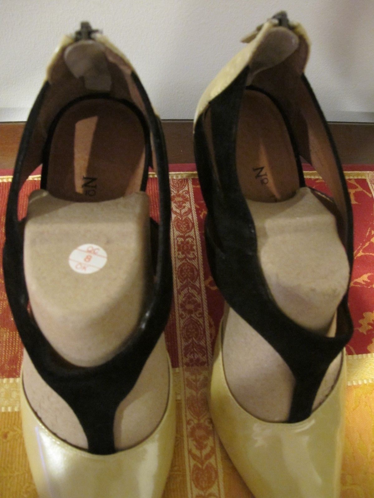 Women's Julia beige black leather strappy wedge heels euro 40 US 9.5