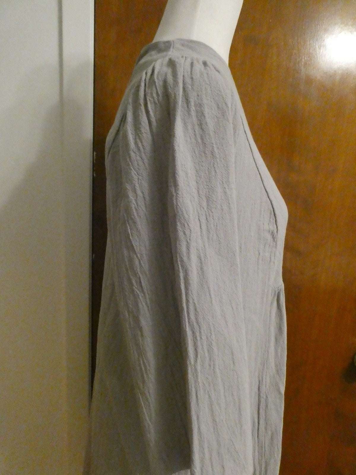 Gray Textured Shift Dress XL Fits L V-Neck Empire Waist Pockets Casual Macy's