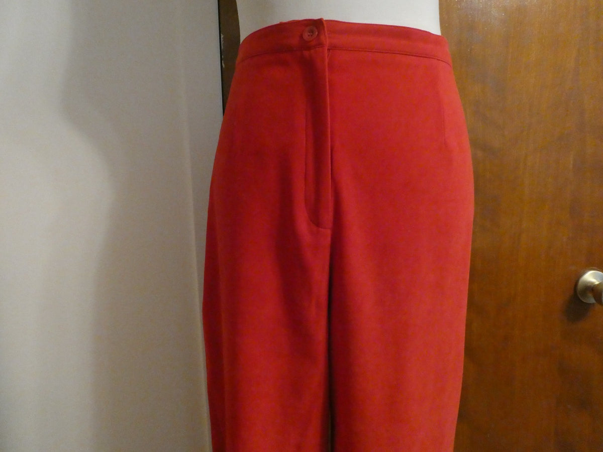 JM Collection Women's Pants Red Pull-On Elastic Back Waist Straight Leg Size 12