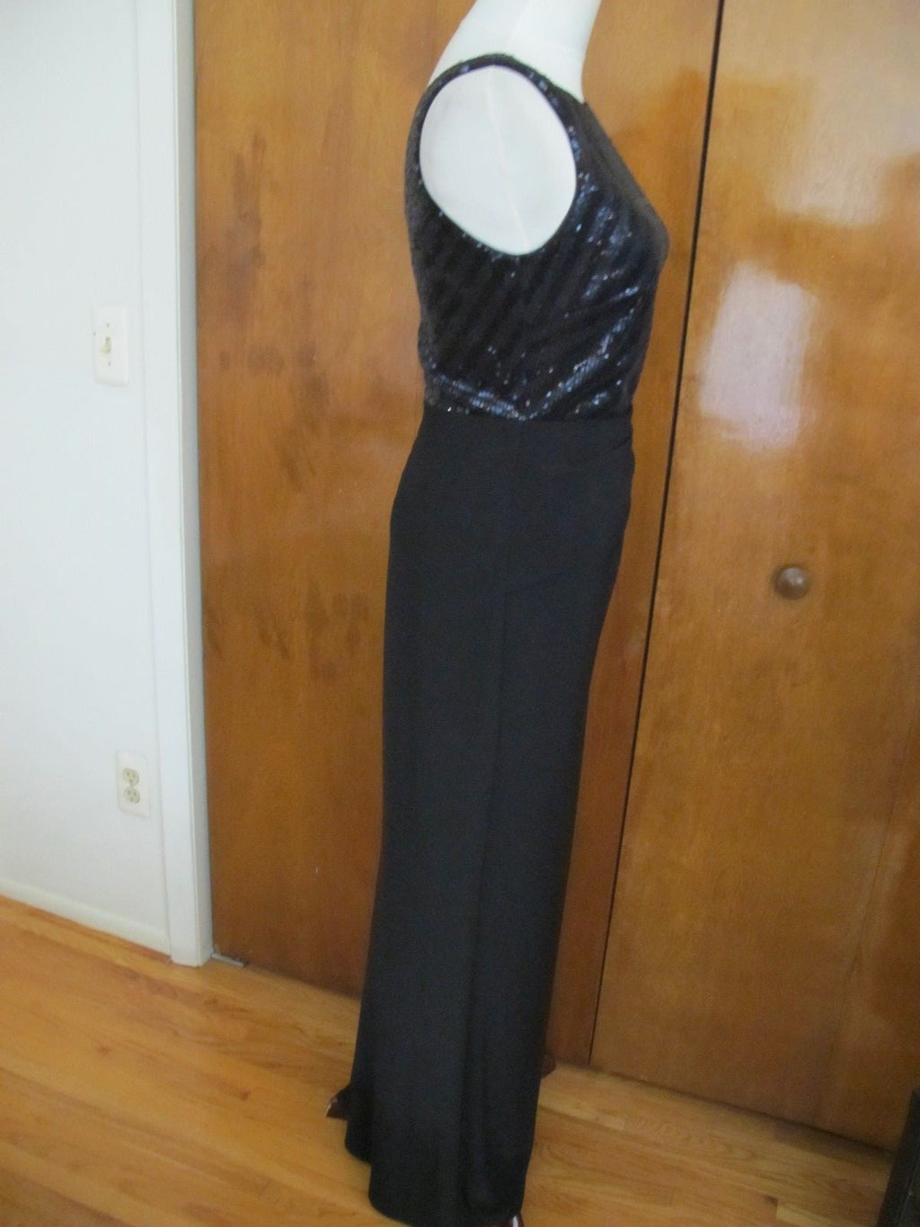 Ralph Lauren Women's Black Navy Shine Lined Faux Wrap Evening Dress Size 6 New