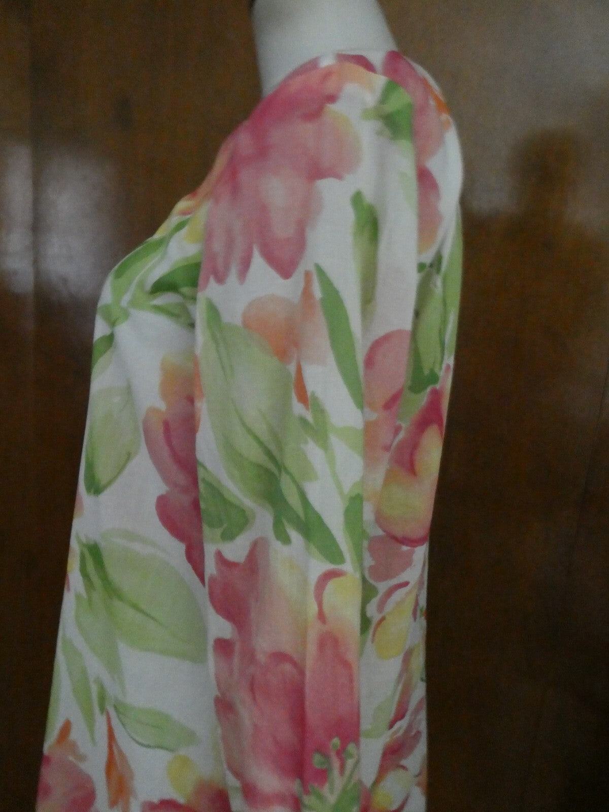 Jones New York Signature Women's Tunic Style Pink/Green Soft Cotton Top Large