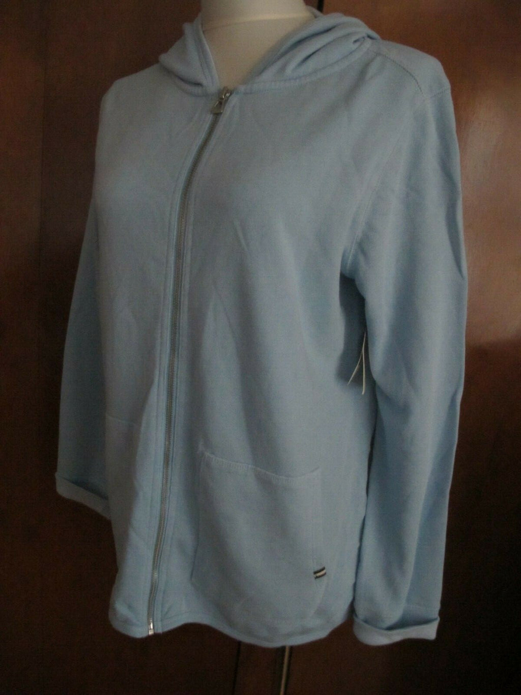Gap Women's Light Blue Cotton Blend Hooded Pullover Sweater Large