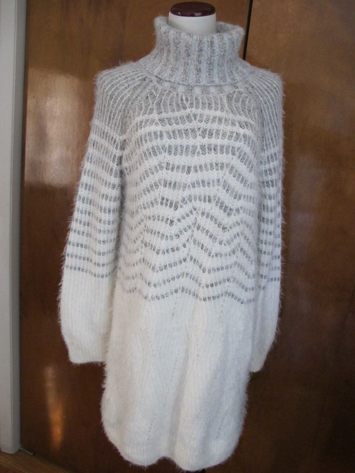 Anthropologie women's white gray turtleneck dress Size M,L,S