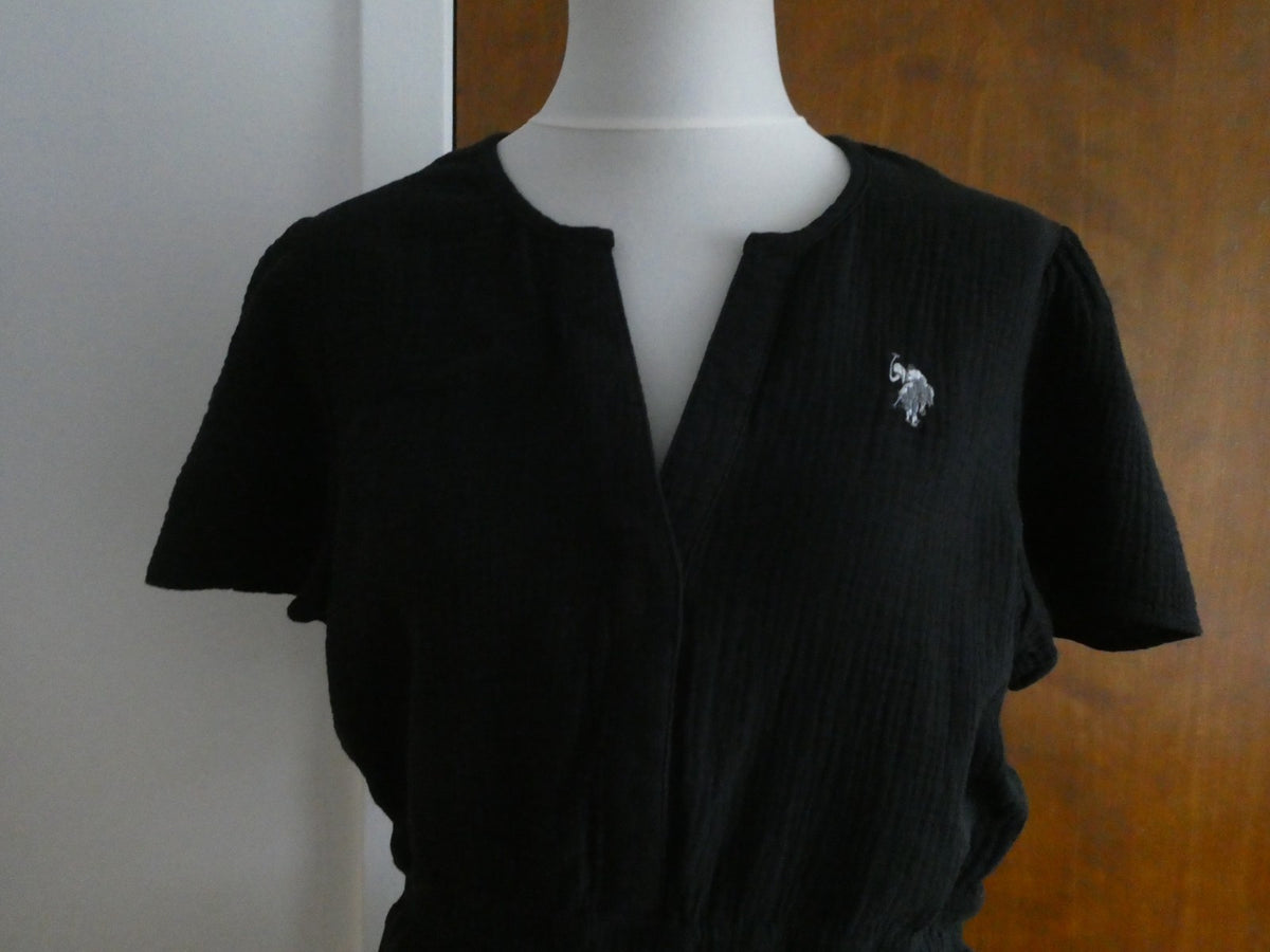 U.S. Polo Assn. Women's Black Tiered Dress Size Medium 100% Cotton NWT
