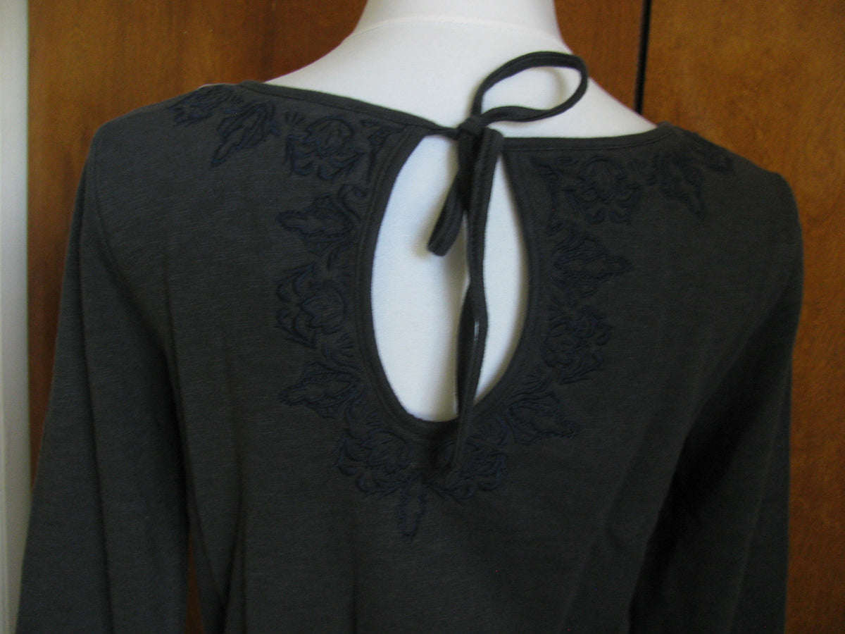 Anthropologie women's dark gray cotton embroidered dress Size XS, M, S