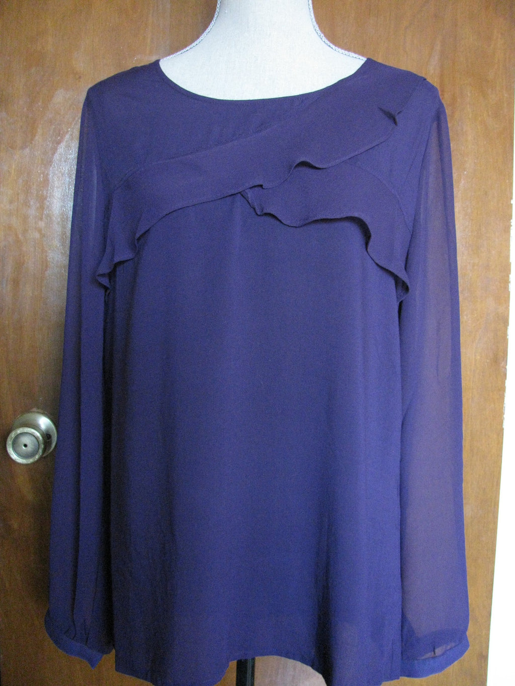 Gap Women's Dark Purple Lightweight Ruffle Detailed  Blouse XS