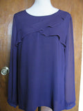 Gap Women's Dark Purple Lightweight Ruffle Detailed  Blouse XS