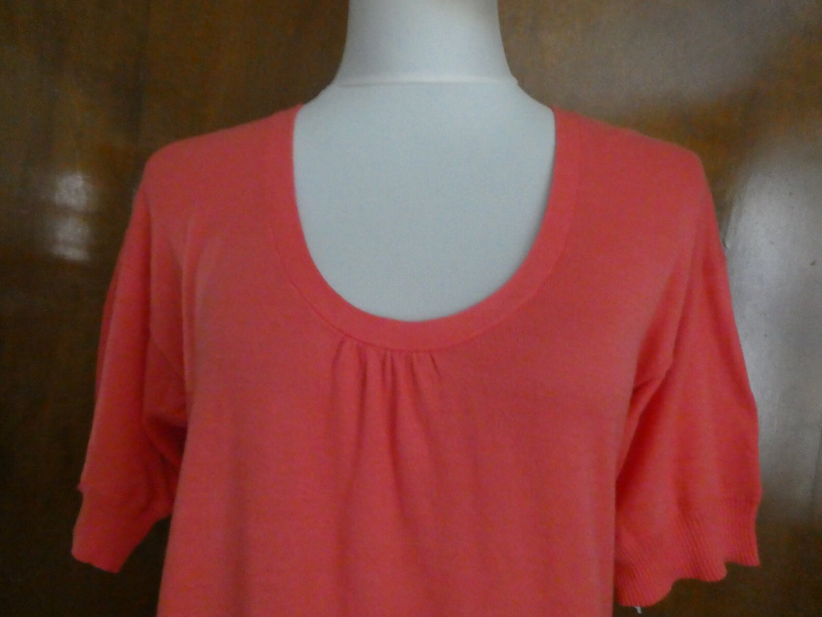 Smitten Women's Orange Sherbet Soft Cotton Detailed Tunic Long Top Size Medium 