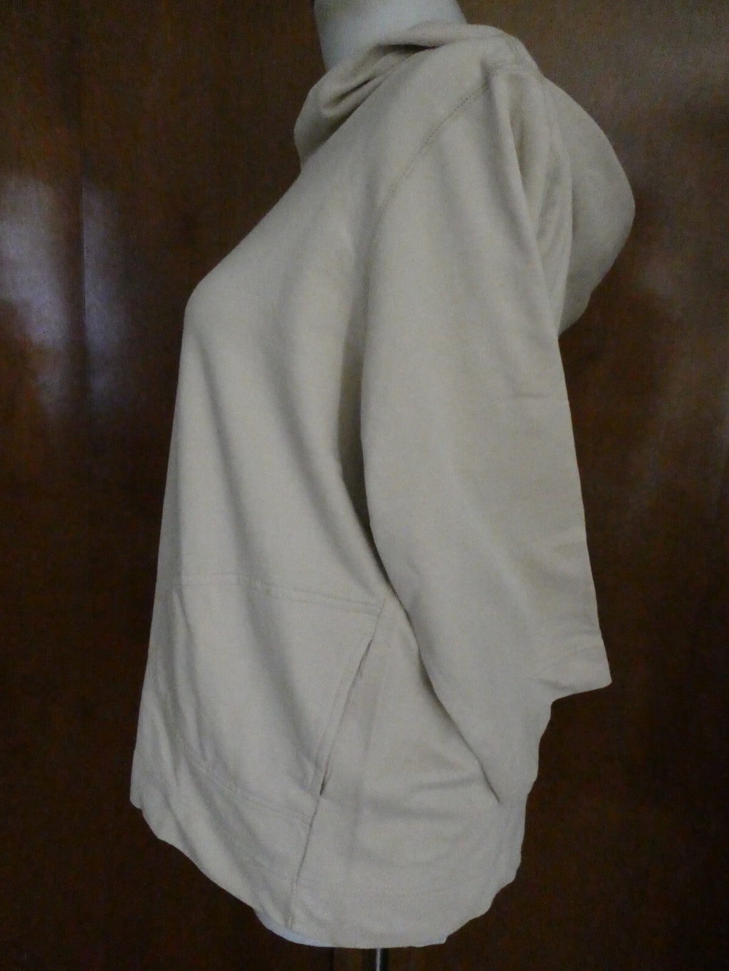 Project G Women's Natural Beige Sweater Attached Hood Large