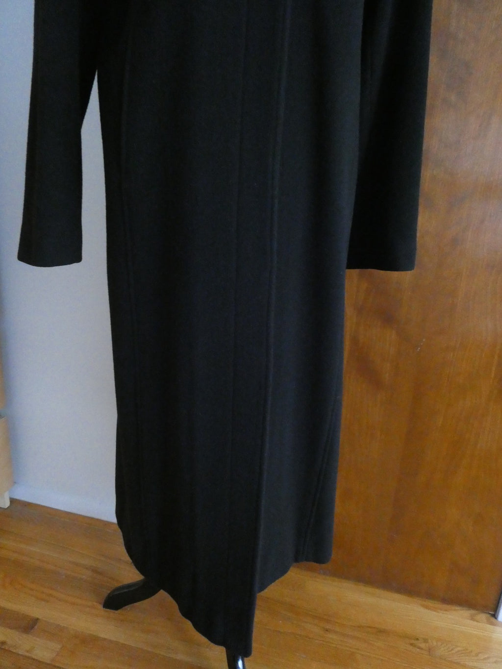 Jason Kole women 100% wool black long hood detailed jacket coat size 8