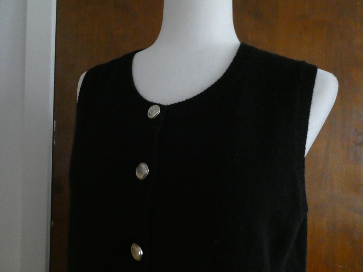 Bloomingdale's 100% Cashmere Button Front Sweater Vest Black XS S M XL $178 NWT